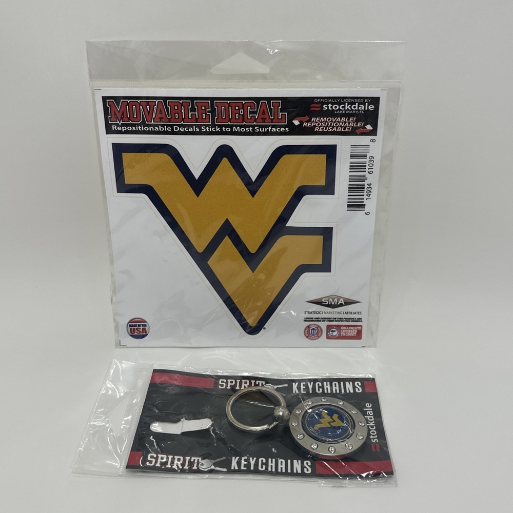 West Virginia University Mountaineers Keychain Decal Set WVU Stockdale Blue Gold